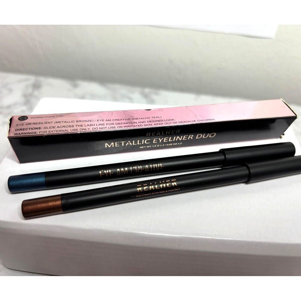 Realher Metallic Eyeliner Duo- New in Box- Eye Am Resilient - Bronze & Teal